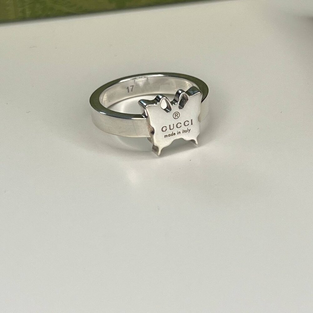 Authentic gucci sterling silver women's ring butterfly ring size 8 with box - Picture 6 of 8